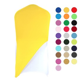 banquetbay Spandex Stretch Yellow Chair Cap Slip Covers Sashes Bands/Hood/Hat Elegant for Event Party Decor Yellow(10 pcs)