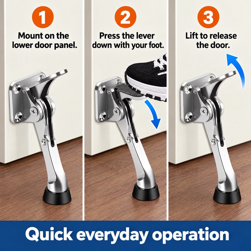 Kick Down Door Stopper for Home and Office – Metal