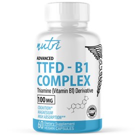 Nature's Fusions TTFD Thiamine B1 Supplement - 100mg 60 Servings - with 8mg Magnesium - No Toxic Fillers - TTFD Thiamine Tetrahydrofurfuryl Disulfide - Third Party Lab Tested - Nutri Supplements