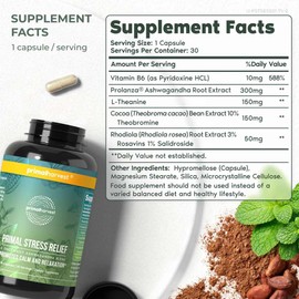 Primal Harvest Stress Relief Supplement for Women and Men Pure Ashwagandha Root Extract, L-Theanine Supplements, 30 Capsules