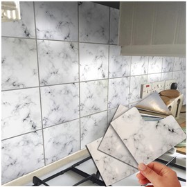 72 Marble Grey Black Tile Stickers Mosaic Granite Tile Stickers Transfers Cover for 6x6 15 x 15cm Tile Kitchen Bathroom Stick On Wall Peel N Stick Tile Decals