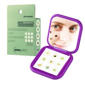 EMO PATCH Acne Pimple Patches for Face 54 Count with Mirror Case for Day & Night Use - Hydrocolloid Pimple Pads, Emoji-Themed Blemish Dots, Clear Skin Treatment (Emoji)