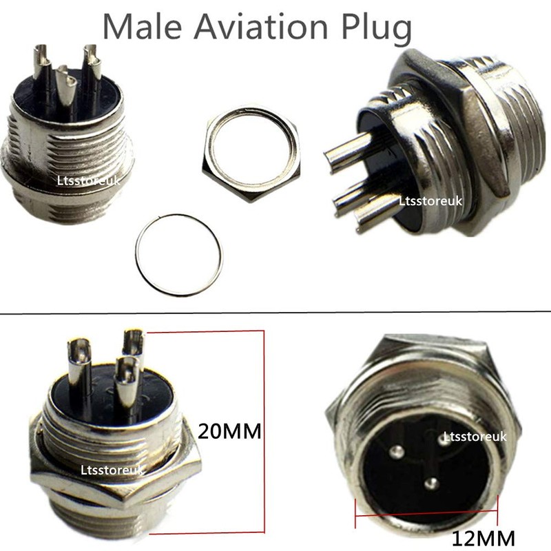 Aviation Connector 3 Pin, Ltsstoreuk 20Pcs GX12 GX12-3 3P 12MM