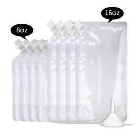 OHMAXHO Alcohol Pouches for Liquor,Reusable Drink Pouches for Adults Alcohol Drinking Flasks,Concealable Plastic Liquor Bags with Funnel,Plastic Travel Flasks (8OZ4 + 16OZ4)
