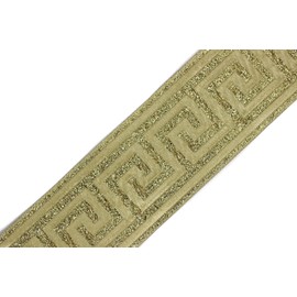 11 Yard Spool 1.96 inches Wide Metallic Gold Greek Key Jacquard Trim Webbing Band Decorative Tape Drapery Banding Ribbon 50062