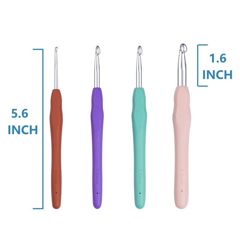 Ortarco Crochet Hooks Set, Ergonomic Soft Handle for Arthritic Hands,