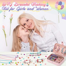 Girls Charm Bracelet Making Kit with Jewelry Case for Kids Charm Pendant Bracelet Kit Jewelry Making DIY Art & Craft Kit for Kids Age 8-12 Birthday Gifts Valentine Christmas