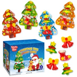30 Pack Christmas Gummy Candy - Christmas Holiday Themed Hat, Tree, and Bow Designs & Delicious Flavor -Bulk Christmas Gummys Use For Stocking Stuffers, Party Favor, Classroom & Office Treats, Candy Jar Fillers