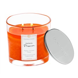 Colonial Candle Papaya Passion Scented Candle Jar, Highly Fragranced Candles for Home Scented, Mottled Wax Candle, 2 Wick, 8 oz - Made in The USA