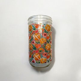 MAYBELLE JOY Sourdough Starter Jar | 24oz Glass Jar Set | Cute Baking Accessory | Cute Baking Gift | Glass Washable | Bread Making and Proofing | Kitchen Food Storage Gifting | (Spring Floral)