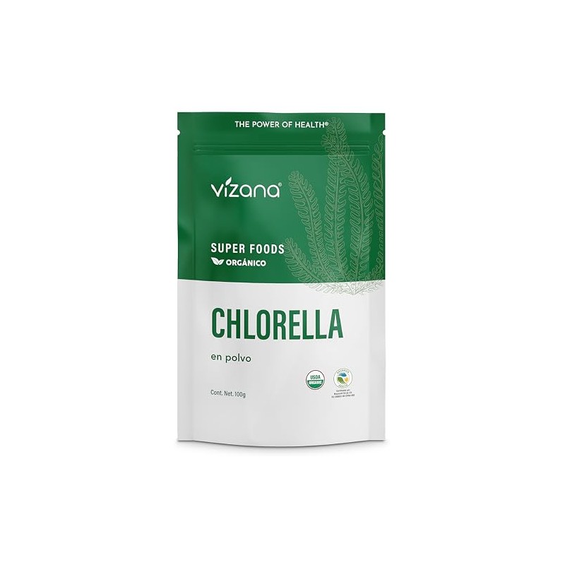 VIZANA NUTRITION | Chlorella Orgánica Certificada USDA en Polvo 100g,