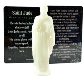 Westmon Works St Jude Statue Glow in The Dark Mini Figurine Set with Laminated Holy Prayer Card
