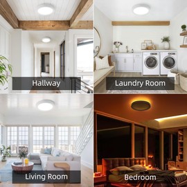 Hlite 7.5 Inch Flush Mount LED Ceiling Light with Night Light, CRI90, 15W, 1500 LM, 3000K/4000K/5000K Selectable, Flat Round LED Ceiling Light, Dimmable Bedroom Lights for Ceiling, White(1Pack)