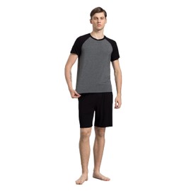 G.N Dreamer Men's Pyjamas Sets Short Pajama for Men Cotton Sleepwear T-Shirt Classic Pjs Sets Black