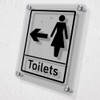 V Safety Women's Toilets - Arrow Left Acrylic Sign 200x300mm