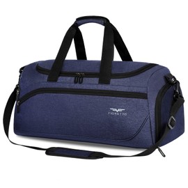 FIORETTO 50L Mens Sports Gym Bag with Wet Pocket & Shoe Compartment,Travel Duffle Bag Overnight Bag with Padded Shoulder Strap, Water-Resistant Sports Holdall for Swimming, Basketball Navy
