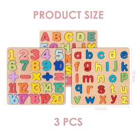 3-Piece Alphanumeric Puzzles in Upper and Lower Case Letters, Cognitive Puzzles for Children, Educational Building Block Toys, Panel Puzzles, Educational Toys for Early Education