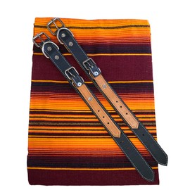 BLACK MOTORCYCLE BELT WITH BLANKET, BIKER, MEXICAN,HAND MADE, REAL LEATHER, INCLUDES SARAPE, MOTORCYCLE, BIKE, BURGUNDY BLANKET