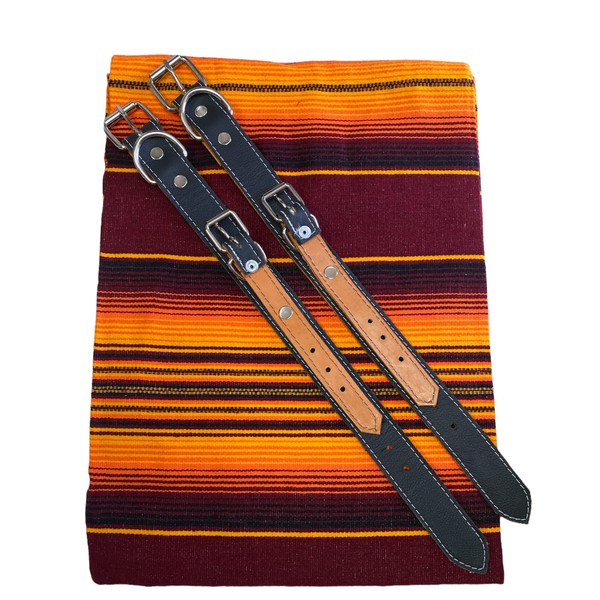 BLACK MOTORCYCLE BELT WITH BLANKET, BIKER, MEXICAN,HAND MADE, REAL LEATHER,