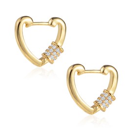 ALEXCRAFT Heart Hoop Earrings 14mm Small Gold Hoop Earrings 14k Gold Plated Gold Huggie Earrings Cute Gold Love Heart Earrings for Women Girls