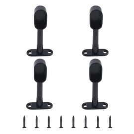 INCREWAY 4 Pcs Black Zinc Alloy Oval Closet Rod Ceiling Bracket End Flange Holder Adjustable 83-108mm Height for Curtain Rods and Clothes Rails (Half-Pass)