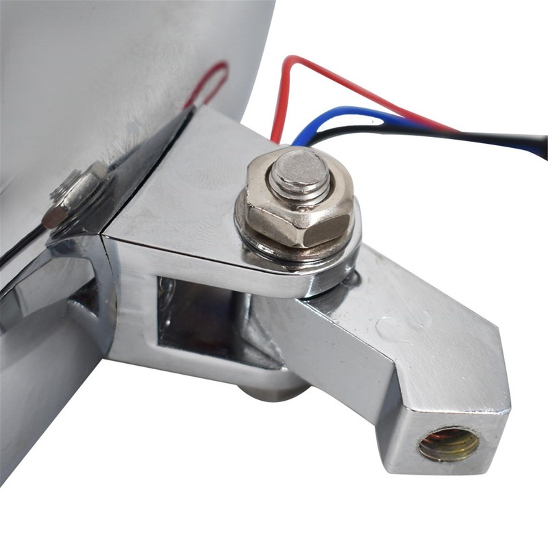 munirater 12V Headlights Motorcycle Aluminum Visor Chrome Head Light Lamp