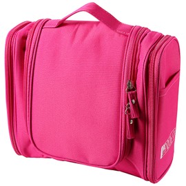 JewelryWe Waterproof Hanging Toiletry Bag, Cosmetic Bag, Wash Bag, Make Up Bag, Wash Bag, Toiletry Bag, Travel Cosmetic Wash Bag for Travel, Makeup, pink, Christmas Day, birthday