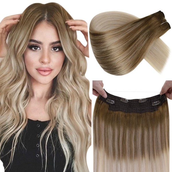 LaaVoo Real Hair Extensions with Invisible Wire Balayage Real Hair