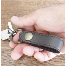 Kondo Men's Belt Keychain, Strap, Key Ring, 3 Layers, Genuine Leather, Brass, Made in Japan, Fashionable, Brown
