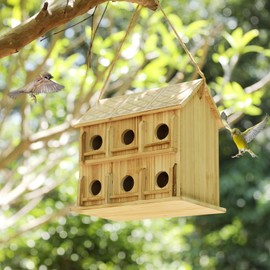 Bird Houses for Outside,12 Hole Bird House Room for 12 Bird Families - Large Wooden Outdoor Birdhouse Hanging for Bluebirds Hummingbirds Garden Decor