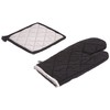 LOVELY CASA cu1490056/Cotton Double Oven Glove/Mitt Grey/Pearl 21 X 35