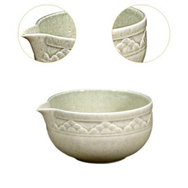 Fenteer Ceramic Matcha Bowl Whisk Traditional Japanese Green Cup Matcha Cup Handcrafted for Friends Beginner Tea Lovers, Light Matcha Color