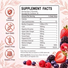 Probiotics for Women Gummies, Debloat Gummies with Prebiotic Fiber Supplement & Apple Cider Vinegar for Gut Health, Vitamin C & Biotin for Skin & Hair