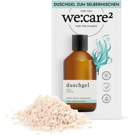 we:care² Shower Gel Powder (Granules) for Mixing Aqua/Marine - 32 g Makes 250 ml Sustainable & Vegan Refill Soap without Silicones, Parabens & Microplastics - Shower Powder - Shower Gel Powder