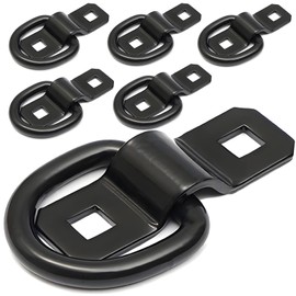 D Ring Tie Down Anchors 3/8” Heavy Duty 6,000 lbs Truck Tie Downs Rings for Loads on Trailers RV Pickup Cargo Camper Control, Tie Down Motorcycle, ATV Surface Mount Bracket Anchor Point (Black)