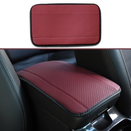 Piburth Car Center Console Armrest Pad, 12.6X 7.2 Inch PU Leather Waterproof Auto Armrest Seat Box Cover Protector, Universal Car Interior Accessories (Wine Red)