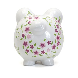 Child to Cherish Ceramic Piggy Bank for Girls, Shabby Chic