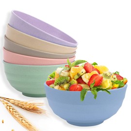 Numkey 60 oz [Set Of 6] Large Cereal Bowls, Wheat Straw Bowls, Salad bowls, Soup bowls, Unbreakable Oversized Bowl Dishwasher & Microwave Safe BPA Free Cereal Bowls for kitchen (Multicolor)