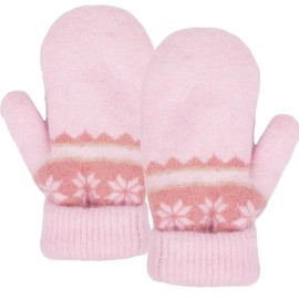 Winter Baby-Girls Knit Ski-Gloves Toddler Warm Mittens Warm Fox Thick Mitt Infant fit for 2-5Years (Pink Snow - (5T-10T))