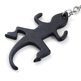 Komonee Lizard Black Bottle Opener Key Chain Metal Wildlife Key Ring Novelty Animal Keychain Keyrings (Pack of 10)