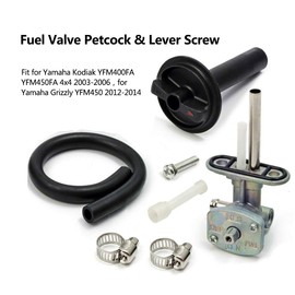 Fuel Valve Petcock with Lever Screw Fit for Yamaha Kodiak YFM400FA YFM450FA 4x4 2003-2006, Fit for Yamaha Grizzly YFM450 2012-2014, Fuel Tank Switch Valve Replace 5GH-24500-10-00