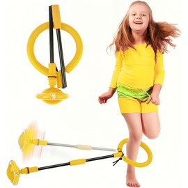 Children's Jump Ring, Foot Gyro, Swing Wheel with Light Wheel, Children's Swing Wheel, Foldable Jumping Ball, Flashing, Suitable for Gift Children 6 from 10 Years (Yellow)