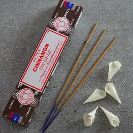 Satya Nag Champa Cinnamon 100% Natural incense Sticks | 3 Packs | Handmade Incense Sticks | Used for Stress Relief, Spiritual Decor, Smudging and Meditation