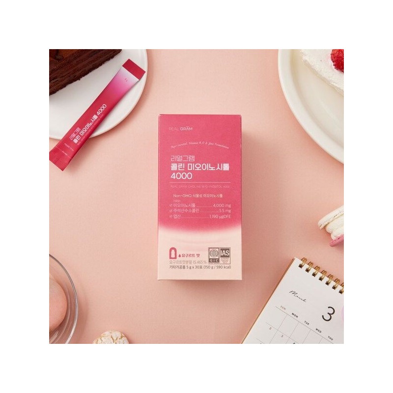 Realgram [리얼그램] 콜린미오이노시톨 4000 5g x 30포(150g) 1박스