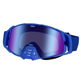 HNJOKE Dirt Bike Goggles, Motorcycle Riding ATV Mountain Bike Windproof Dustproof Goggles for Women Men, Blue Frame Blue Lens