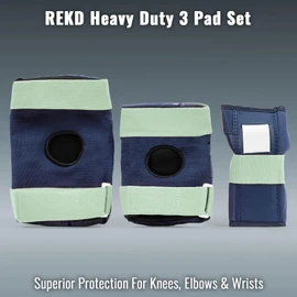REKD Heavy Duty Triple Pad Set, Complete Protection Pack, Fully Certified for All Action Sports Blue Mint Medium