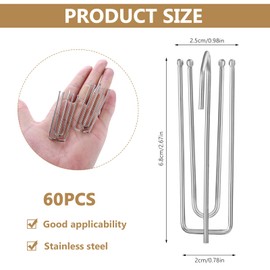 ywchoshe 60 Pcs Metal Curtain Hooks, Heavy Duty 4 Deep Prong Pinch Pleat Curtain Hooks for Pencil Pleat Curtains Rings Rails Hook(Silver)