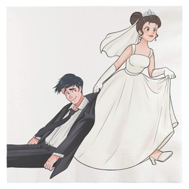 Iconikal 75-Pack Funny Wedding Party Napkins Bride Dragging Groom Dinner