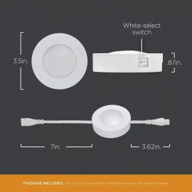 Enbrighten ProLink 55215-T1 Plug-in LED Under Cabinet Puck Lights (5-Pack)