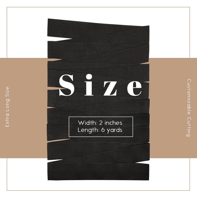 Dreamlover Black Elastic Bands for Sewing, 2 Inch x 6